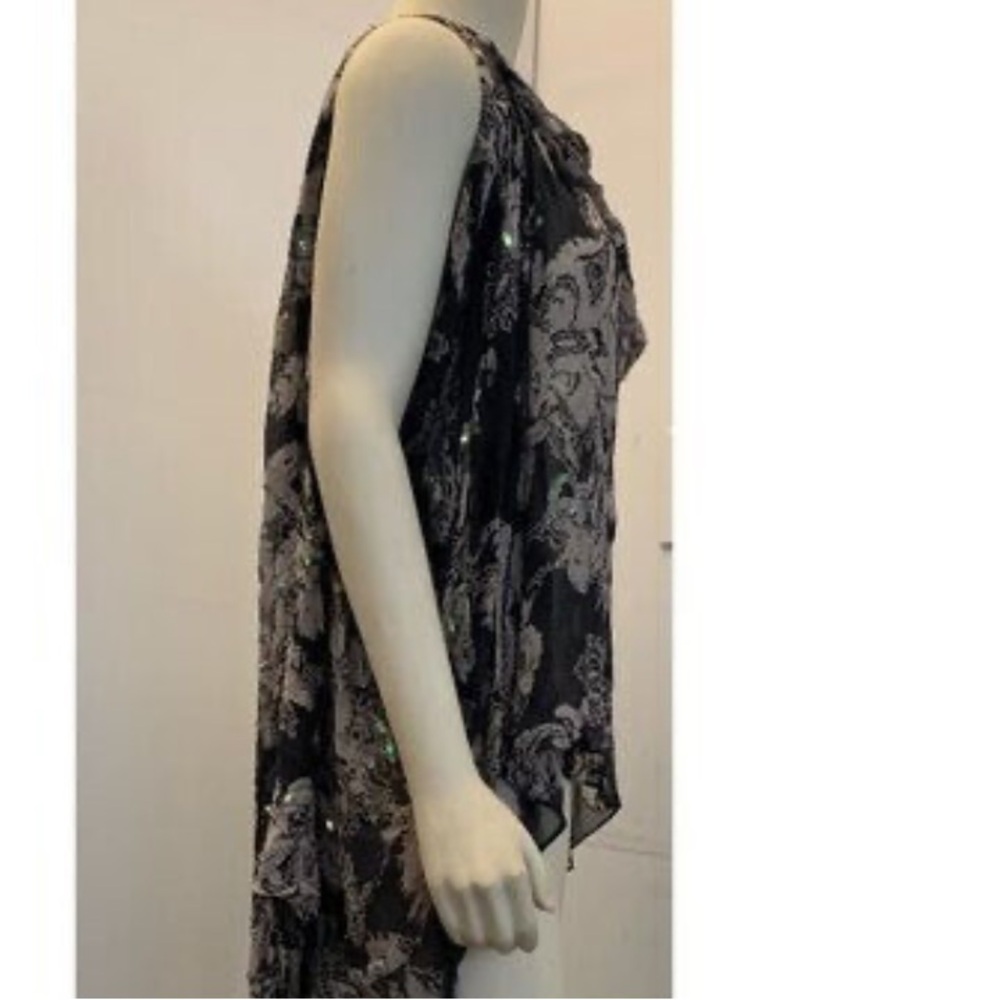 All Saints Draconis sequined Silk Blouse whimsy goth, dark fairy, asymmetrical